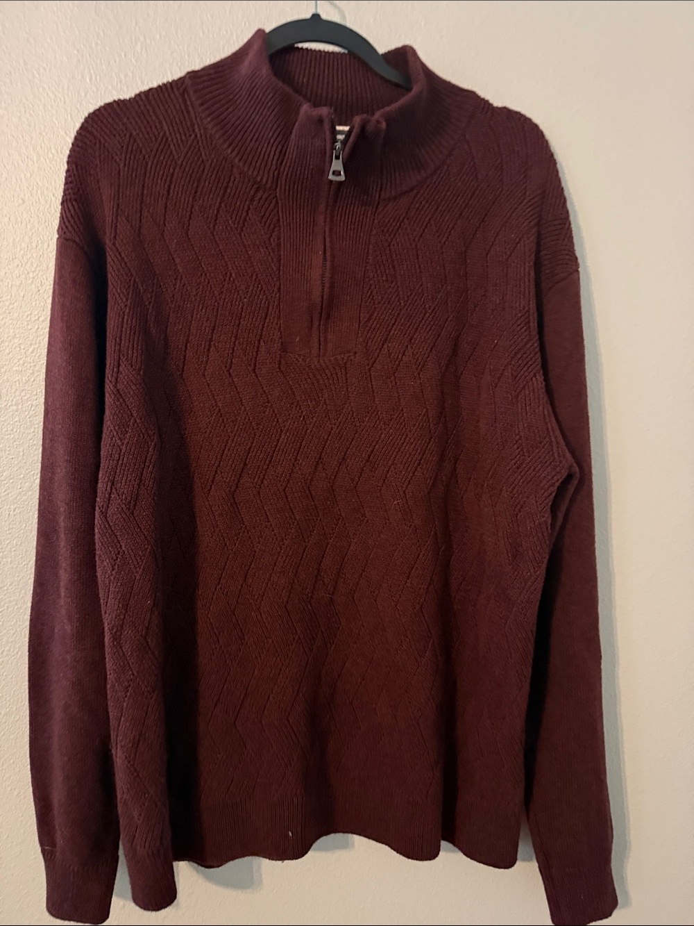 Weatherproof Men's Zip-Neck Sweater in Burgundy